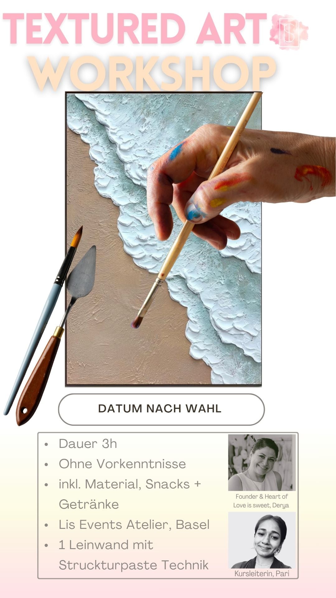 Malen textured Art Workshop Basel Lis Atelier