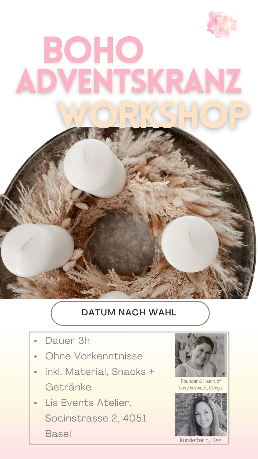 Boho Adventskranz binden Basel Lis Atelier